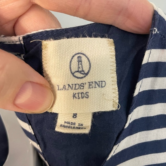 Lands end‎ Striped Navy and Pink Kids Dress girls size 8 - Picture 4 of 11